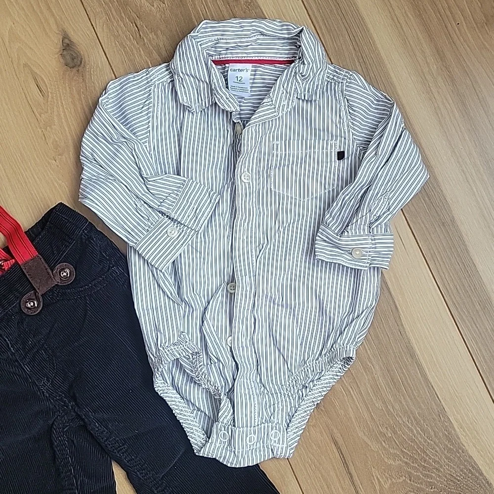 *3/$15*Carter's 12M 2pc Boys Set! Corduroy Pants w/suspenders & long sle…